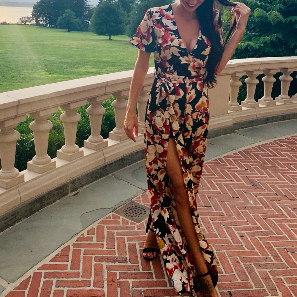 Floral Slit Maxi Dress Romper
